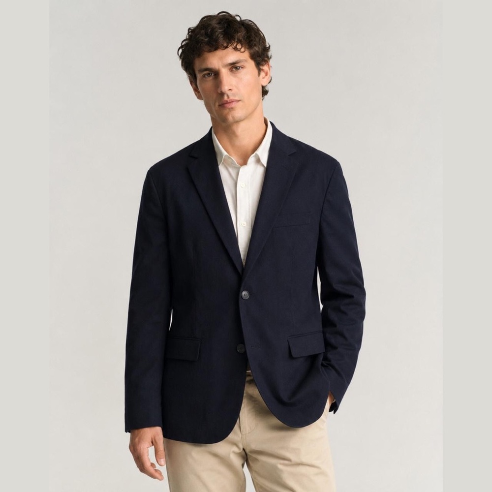 H&M Dillard Men's Sport Coat Hopsack Blazer Jacket Two Button Preppy Navy Crest